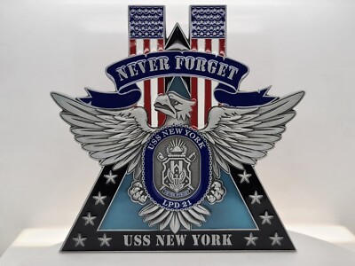 USS New York LPD 21 Never Forget 9/11 I Love New York 4 Enameled