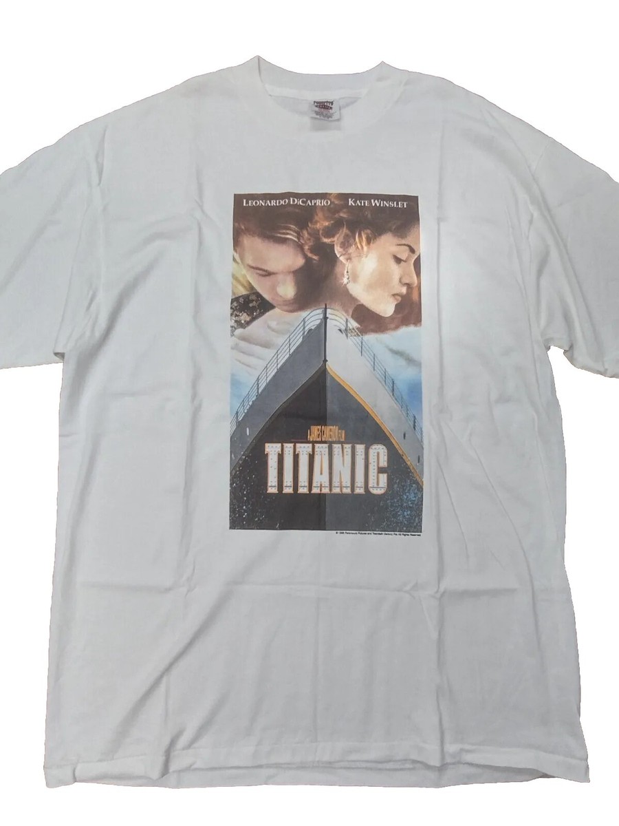 VTG 90s Titanic Leonardo Leo DiCaprio Movie Poster Graphic Promo T 