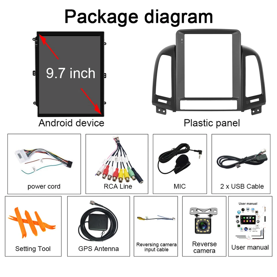 9.7" 64GB Apple CarPlay Android 13 Car Stereo Radio For Hyundai Santa Fe 2006-12 - Image 4 of 4