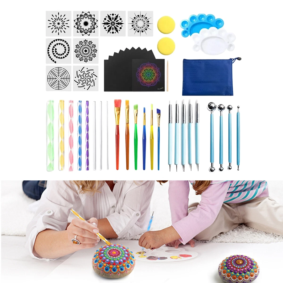 47Pcs Mandala Dotting Tools for Rock Painting Kit Dot Art Rock Pen