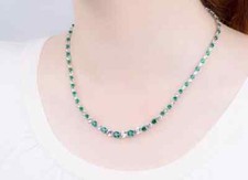 15Ct Round Lab-Created Emerald Wedding Tennis Necklace 14K White Gold Plated 18"