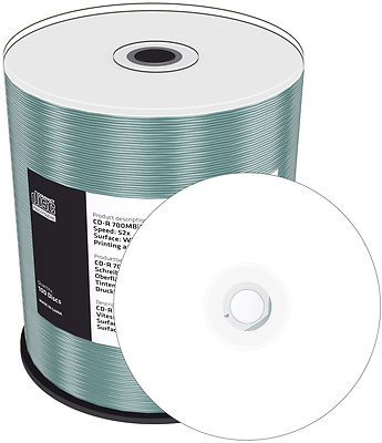 100 MediaRange CD-R 700Mb 80Min 52x Inkjet weiß Bedruckbar Spindel printable