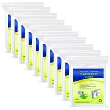 10 Pieces Plastic Drop Sheets for Painting, Waterproof and Dust-Proof Clear C...