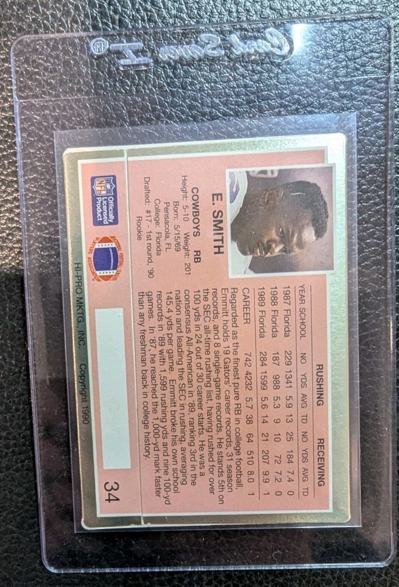 1990 ACTION PACKED #34 EMMITT SMITH ROOKIE CARD RC DALLAS COWBOYS
