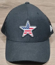 Vtg Retro Branded Bills American Flag Snapback Hat Cap Black VGC Style 300