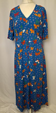 FINERY Women's Shirt Dress Short Sleeve Blue Floral UK18 Midi Summer e5324