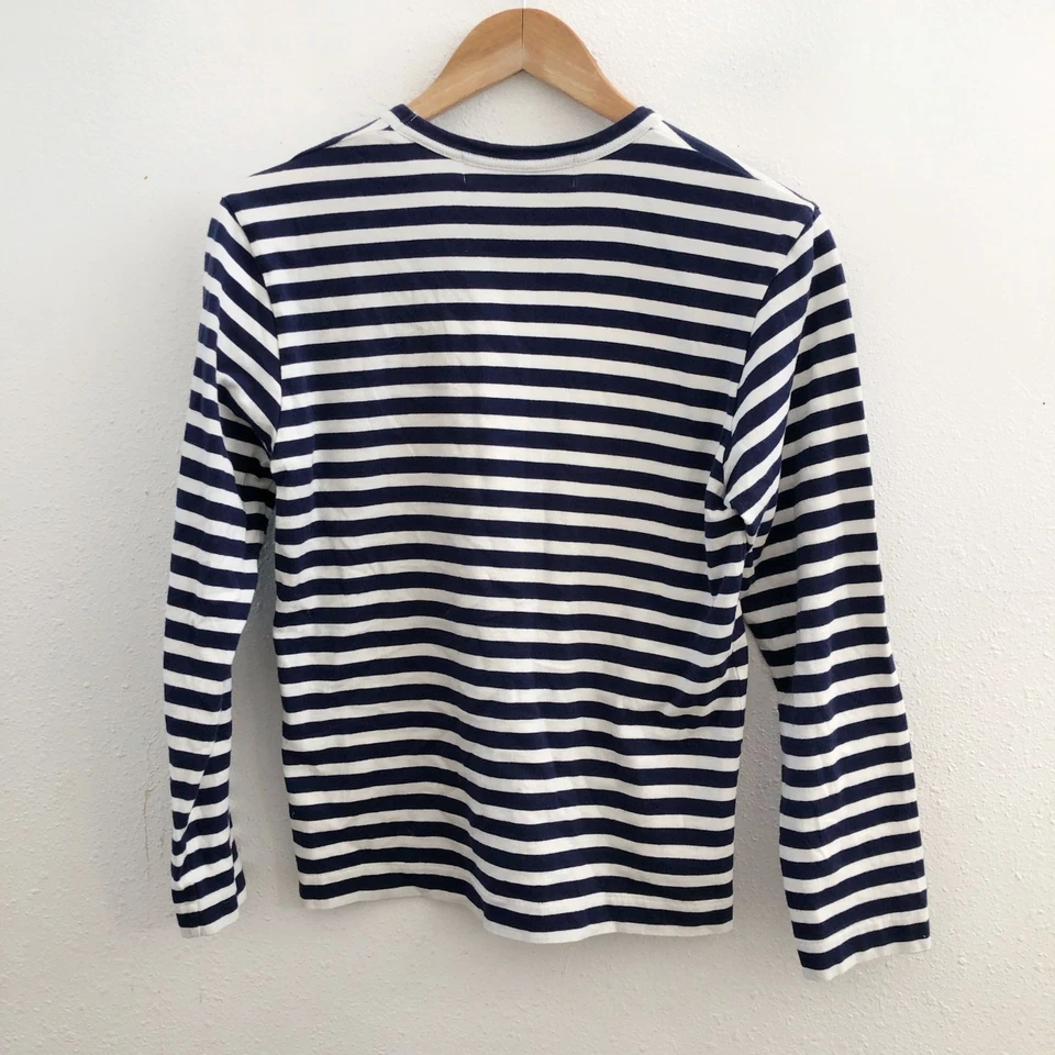 PLAY COMME DES GARÇONS сердце нашивка в полоску хлопок длинным рукавом футболка размер маленький - Изображение 2 из 4