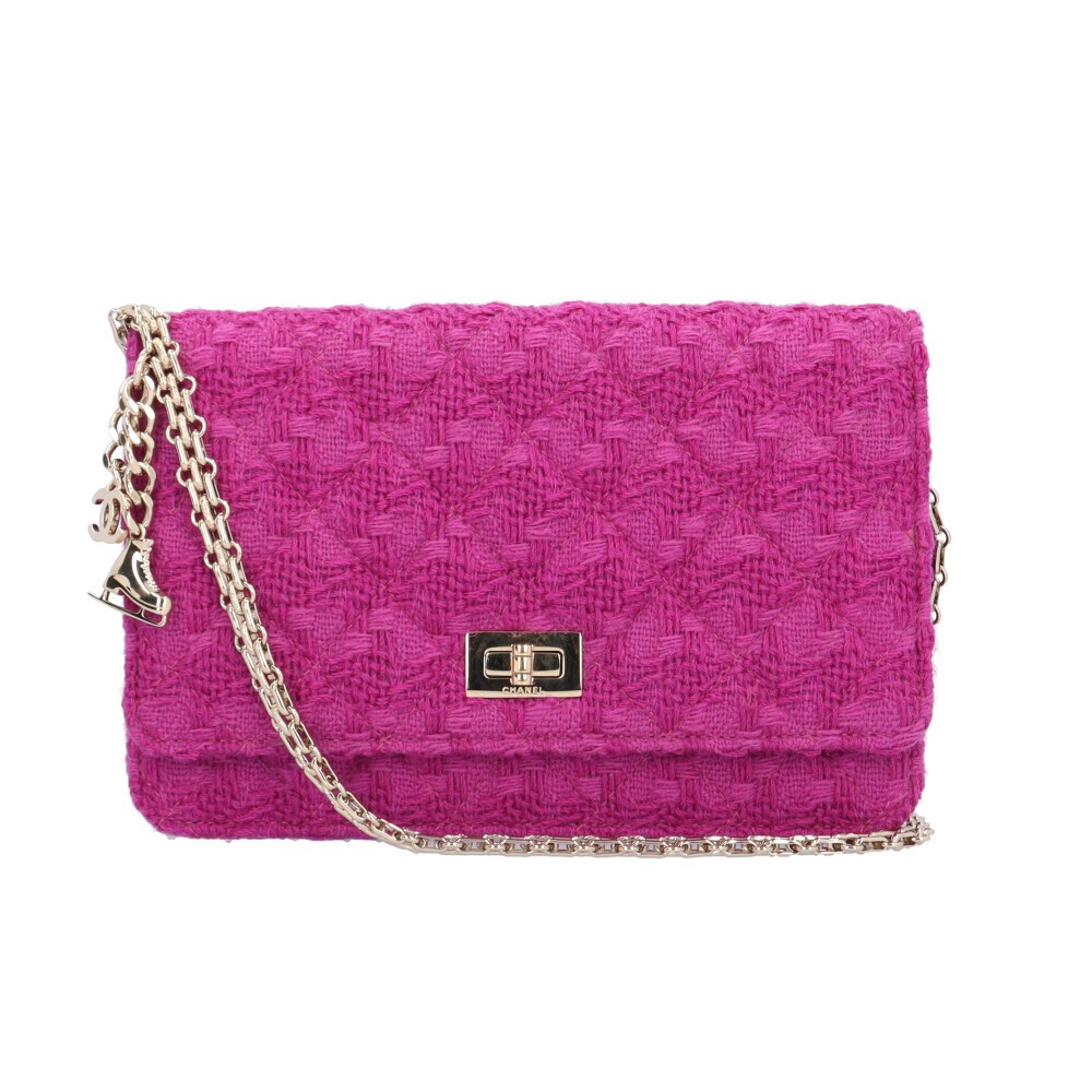 CHANEL Purple Tweed Matelass Shoulder Bag for Women Preowned Excellent