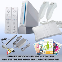 Nintendo Wii Console Kit Bundle 2 Remotes Cables Balance Board + Wii Fit 4 Games