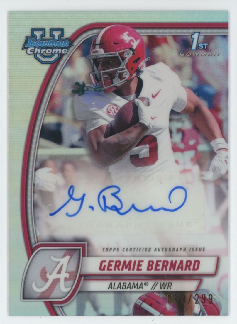 2024 Bowman University Chrome 1st Refractor Germie Bernard Auto /299 #PA-GBE C75