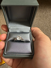 MATY 925 Silver Zircon Solitaire Engagement Ring Size K 1/2 Round White