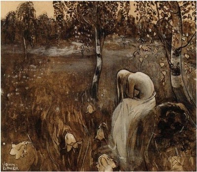 Forgive Me John Bauer 1915 Swedish Fairy Tale VINTAGE art print antique painting