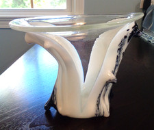 FABULOUS VINTGE HAND BLOWN CRAFTED STUDIO ART GLASS-CRASHING WAVE VASE-HEAVY