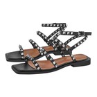 Women Square Open Toe Ankle Strap Flat Sandals Rivets Studded Fashion Shoes US10 — photo 4