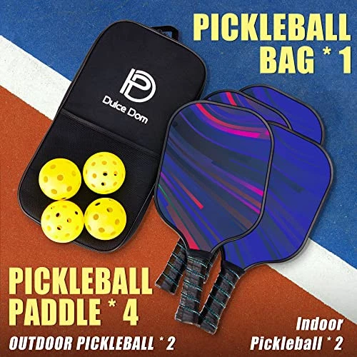 Pickleball Paddles, USAPA Approved Fiberglass Pickleball Set of 2/4 with Pickleball Paddles, USAPA Approved Fiberglass Pickleball Set of 2/4 with