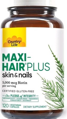 Maxi-Hair Plus5000mcg Biotin Supplement 120 Vegetarian Capsules for Beauty 03/27