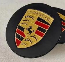 4 Porsche Oem Center Hub Caps Concave 76mm Gloss Black 911 Macan Cayenne