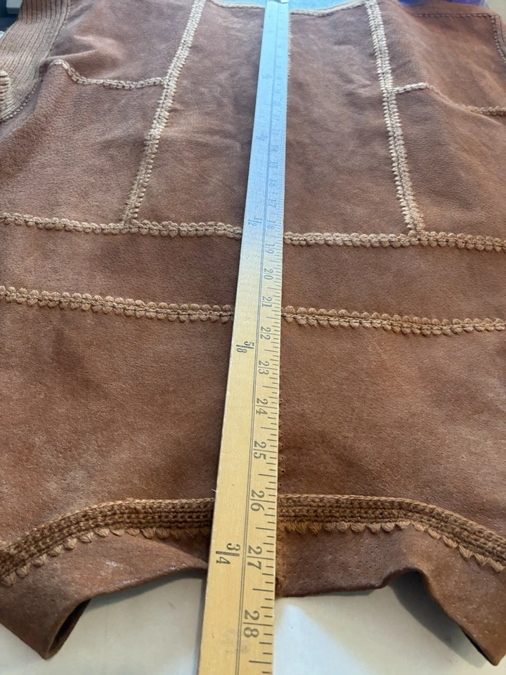 复古 Ashley Stewart 麂皮绒皮革夹克和长裙套装波西米亚 18 码钩针编织 — 第 4/4 张图片