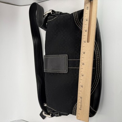 Vintage Y2k Coach Soho Black Jacquard Demi Baguette Flap Shoulder