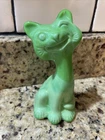 Fenton Art Glass Winking Alley Cat Glass Figurine Statue Green