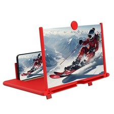 12 Inch Smartphone Screen Magnifier 3D HD Foldable Phone Stand with Red