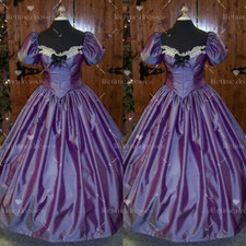 Victorian 1960s Wedding Dresses Satin Purple Vintage Short Sleeves Bridal Gowns