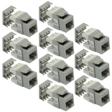 10x Cat6 RJ45 Ethernet LAN Network Keystone Jack 180  Degree 110 Punch Down Gray