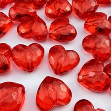 50pcs Acrylic Heart Beads Heart Shape Loose Bead for Making Bracelet 20mm Red