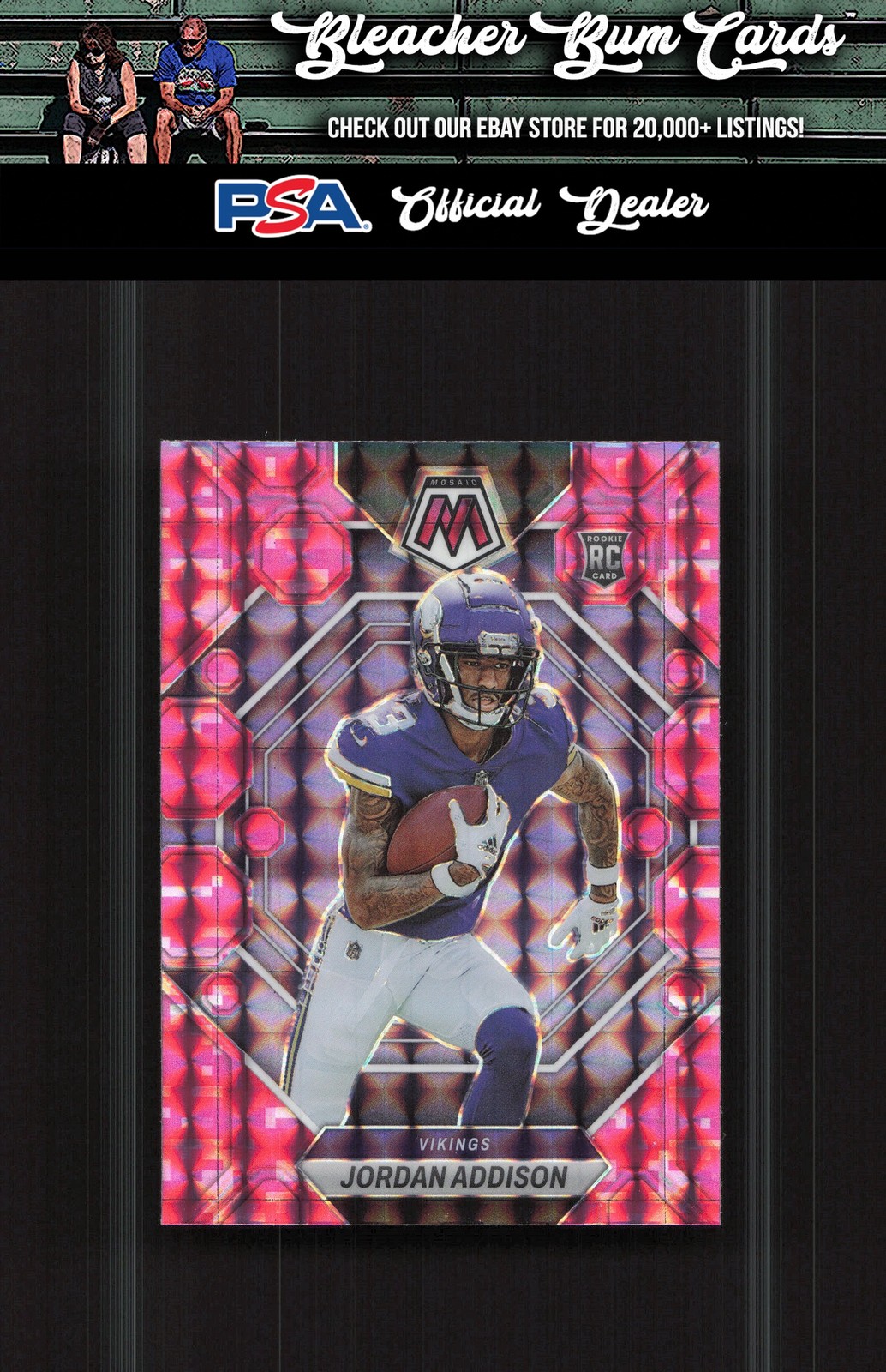 2023 Panini Mosaic 337 Jordan Addison Camo Pink Mosaic Rookie