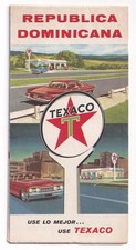 Vintage 1964 Texaco Republica Dominicana Road Map Tourist Brochure Folded