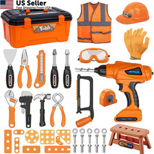 Kids Tool Set,MAGIC4U 50PCS Toddler Set with child-size, Orange Toolbox
