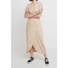 Madewell Vervain Ruffled Floral Faux Wrap Maxi Dress Beige Size 14