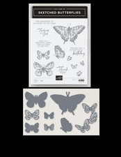 Sketched Butterflies Stampin Up Stamp Set Dies Bundle 163490 NEW