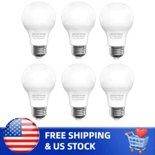 6-Pack A19 E26 LED Bulbs 60W Equivalent, 5000K Daylight White 800LM Non-Dimmable