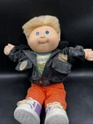 Vintage Cabbage Patch Kids Doll - Blonde Leather Jacket Airborne CPT Outfit. ML