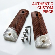 Sk Customs 1911 Full Size Artisan Grips - Rosewood Laminate White Pearl Set