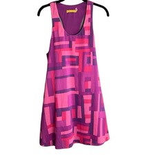 Alice + Olivia Pink and Purple Geometric Print Racerback Flowy Dress Size Small