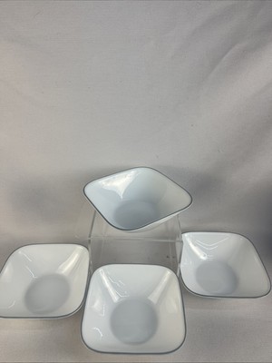 4 Corning Paper Shadows  Soup Cereal Bowl square bowl white gray lot