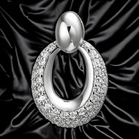 AnhäNger Oval 925 Sterling Silber 50 Zirkonia SilberanhäNger