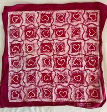 VTG Paris Accessories Red  White Heart Print All-Cotton Bandana Scarf RN13960