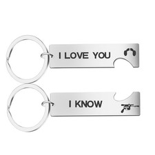 I Love You I Know Keychain Long Pendant Key Ring for Couples Fashion Silver