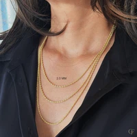 Real 14K Yellow Gold 2mm Diamond Cut Rope Chain Necklace 18-24" Lobster Clasp