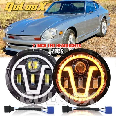 2PC 7inch Round LED Headlight Hi/Lo Beam For Datsun 280ZX/240Z/260Z/280Z