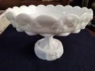VTG Westmoreland Milk Glass Paneled Grape Pedestal Footed Bowl
