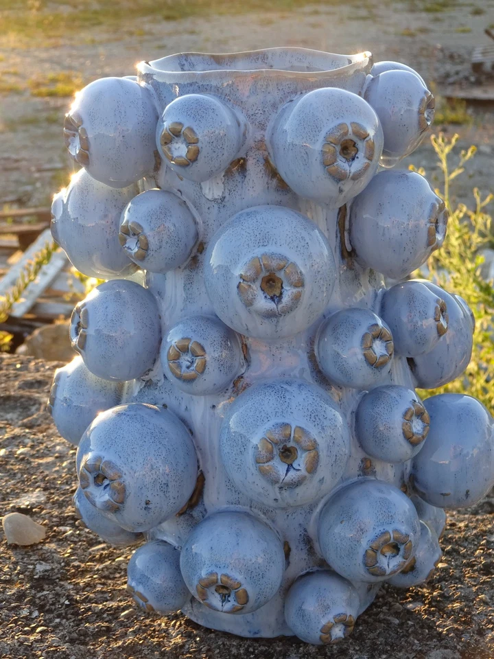 Keramikvase " Mohna "  Blumenvase in Blau Mohn-Kapseln Designer Vase - Bild 2 von 4