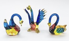 Swan Blowing Glass Miniature Animal Set Handmade Figurine Collectible Decor