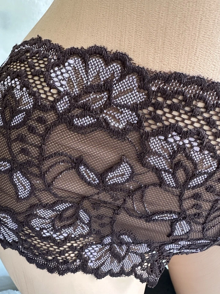 Rene Rofe Mesh Cheeky Panties Large Purple Floral Embroidered - Image 2 of 4