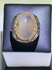 Elegant Men Silver 925 Ring Big Natural  Yemeni  Aqeeq Handmade  عقيق يمني مصور