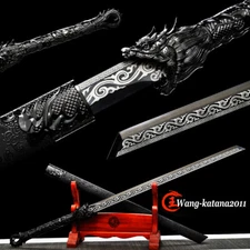 44'' Sharp Black Dragon Sword Functional Chinese Tang Dao 1095 Steel Broadsword