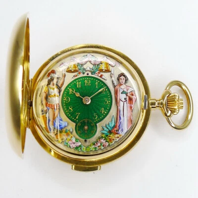 INVICTA JACQUEMART Glockenschlag Viertelrepetition Taschenuhr in Gold Schweiz - Bild 1 von 4